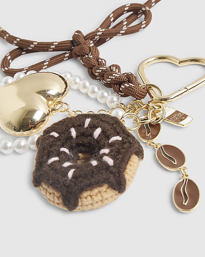 Brown Knitted Doughnut Bag Charm