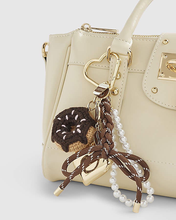 Brown Knitted Doughnut Bag Charm