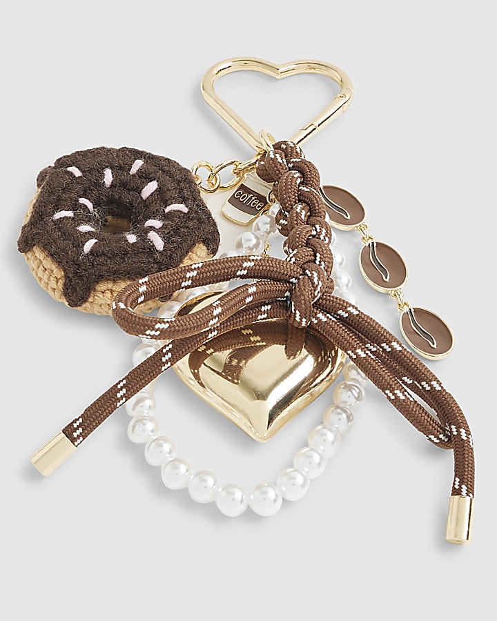 Brown Knitted Doughnut Bag Charm