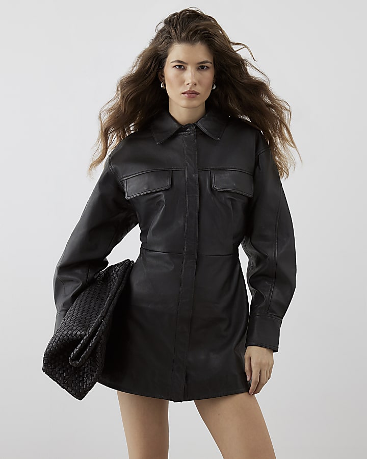 RI Studio Black Leather Shirt