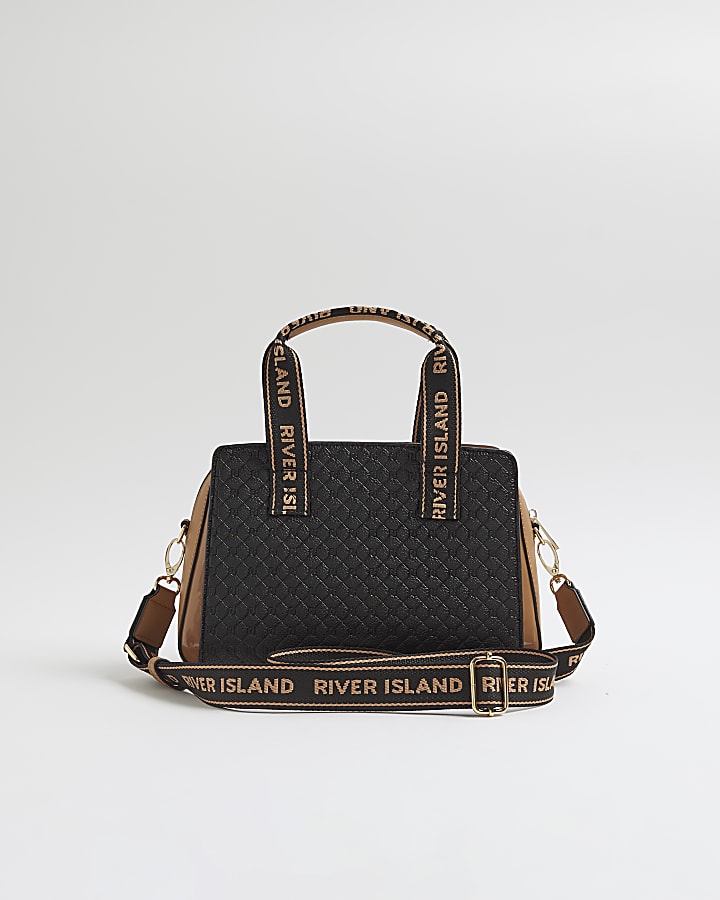 Black Small monogram webbed front Tote bag