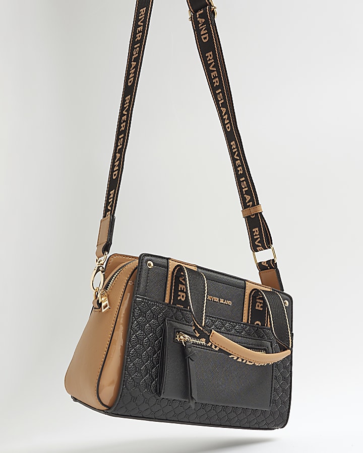 Black Small monogram webbed front Tote bag