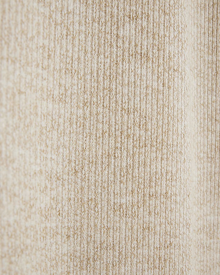 Cream Ribbed Wide Leg Trousers