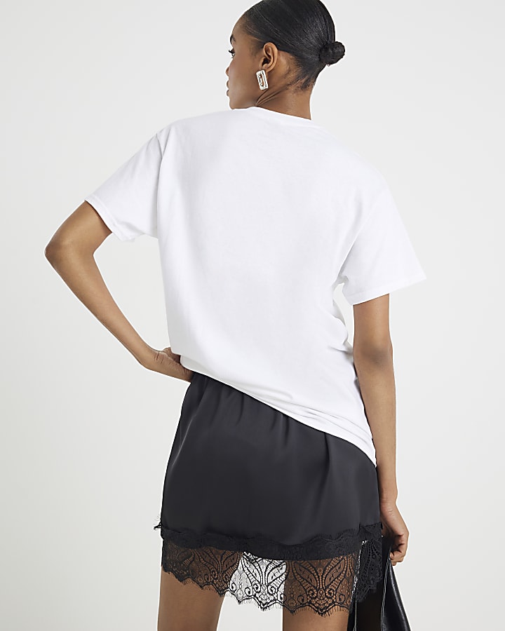 White Short Sleeve NYC Diamante T-shirt
