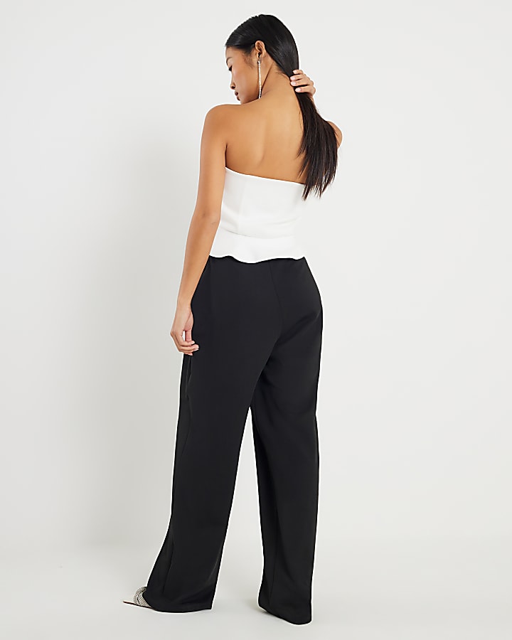 Petite Black Monochrome Bandeau Jumpsuit