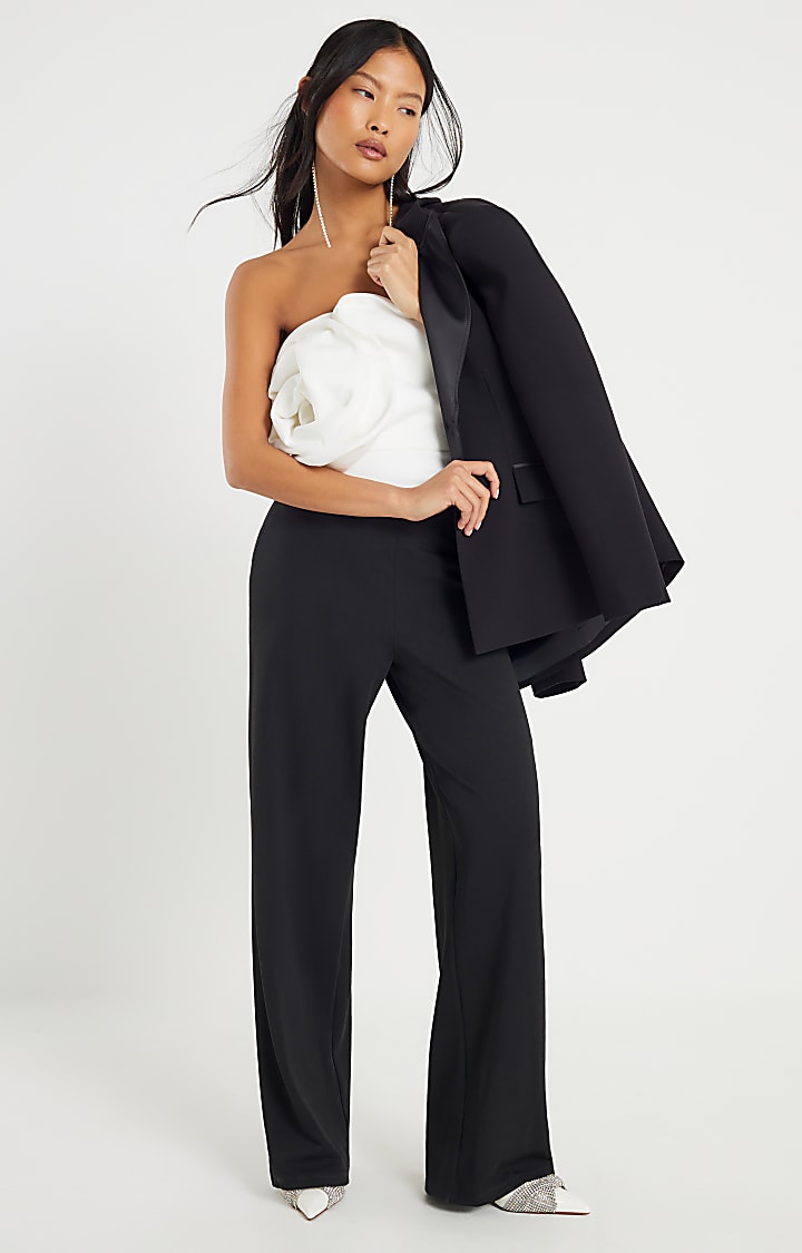 Petite Black Monochrome Bandeau Jumpsuit