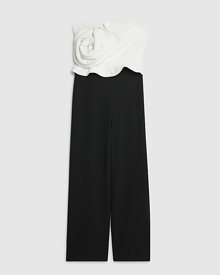 Petite Black Monochrome Bandeau Jumpsuit