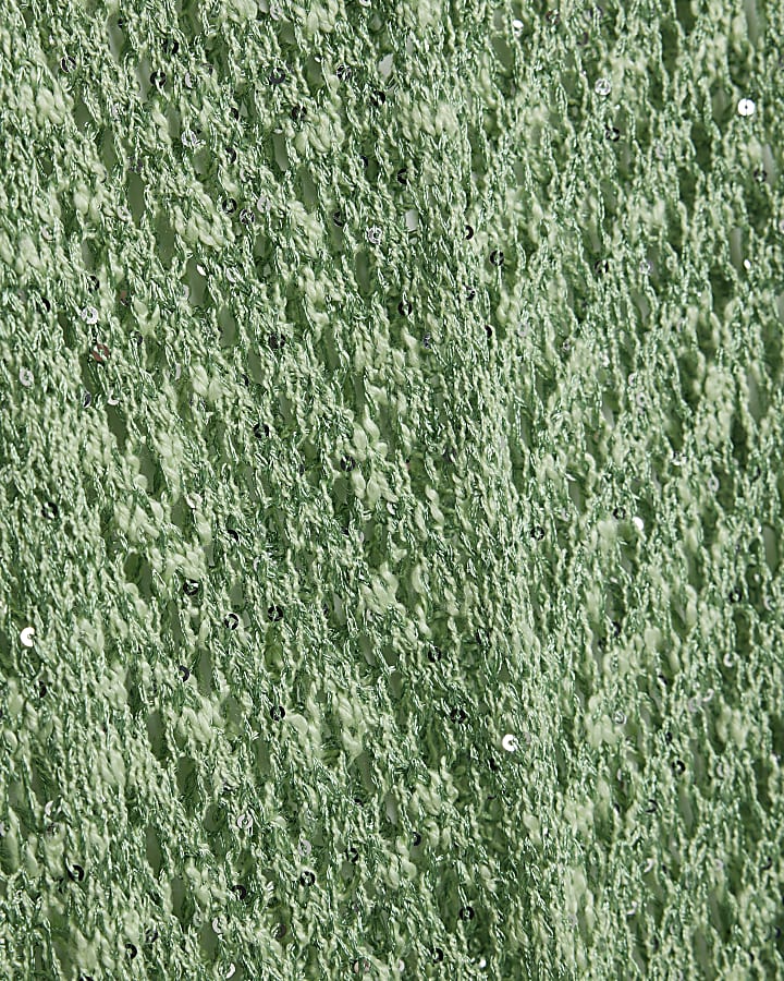 Green Sleeveless Lurex Knit Maxi beach dress