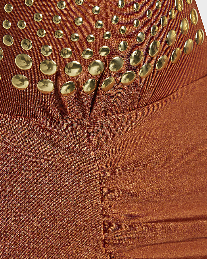 Brown Shaping Stud Swimsuit