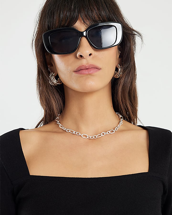 Black Fitted Square Neck Top