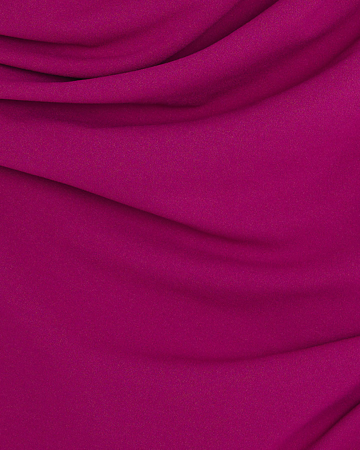 Purple Asymmetric Draped Wrap Midi Dress