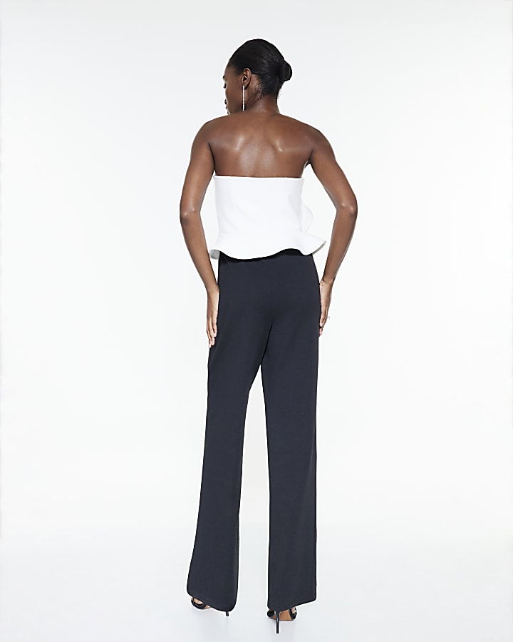 Black Corsage Monochrome Bandeau Jumpsuit