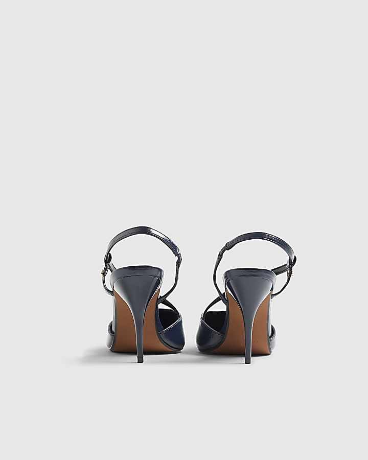 Navy Strap Court heels