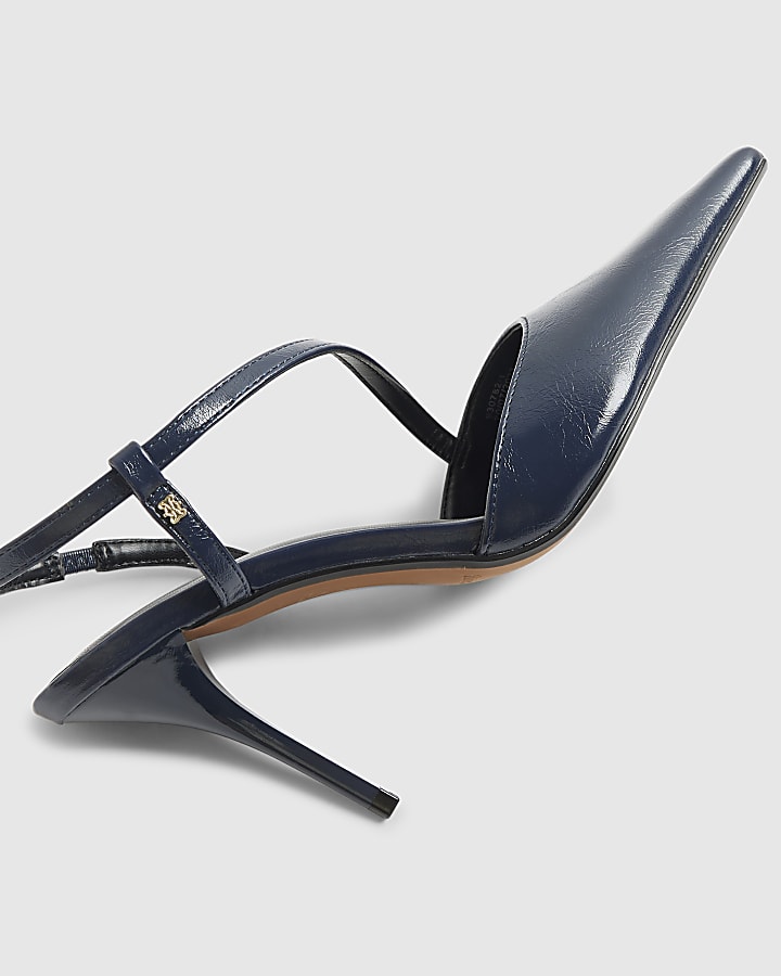 Navy Strap Court heels