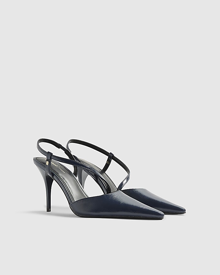 Navy Strap Court heels