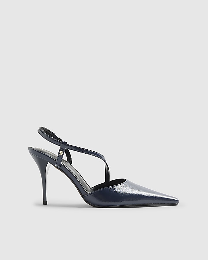 Navy Strap Court heels