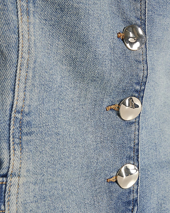 Blue Denim Elasticated Sleeveless Waistcoat