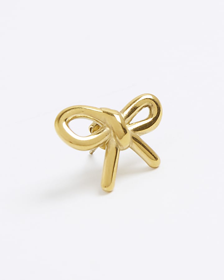 Gold Bow Stud Earrings
