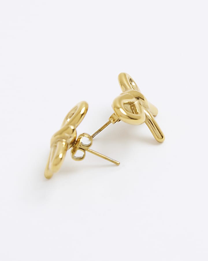 Gold Bow Stud Earrings