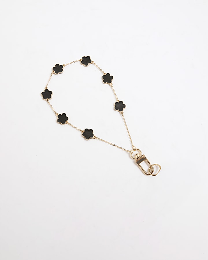 Black Flower Phone Chain