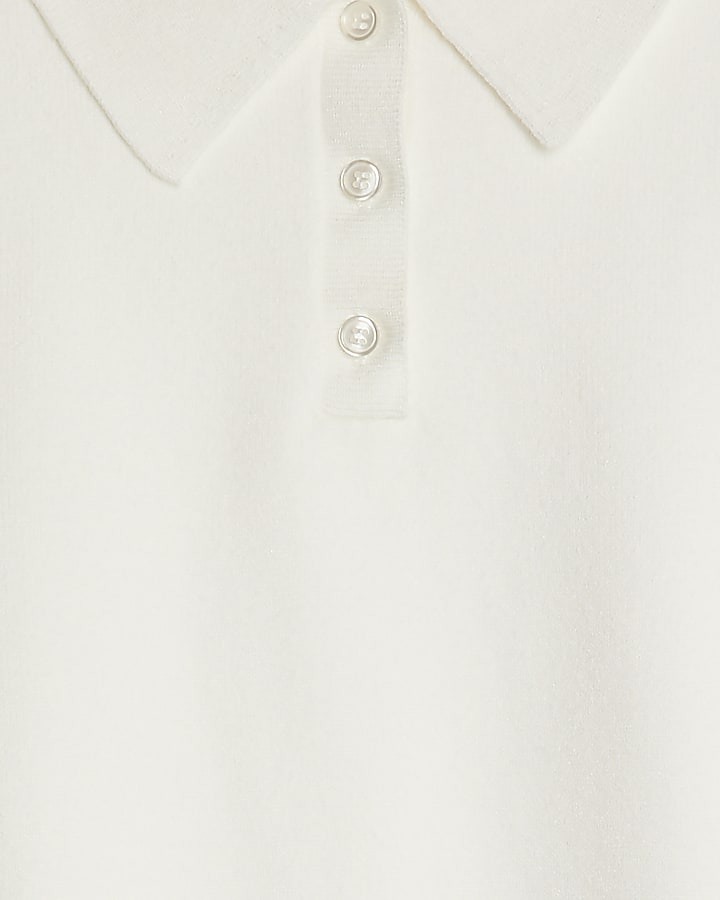Cream Knit Polo Shirt