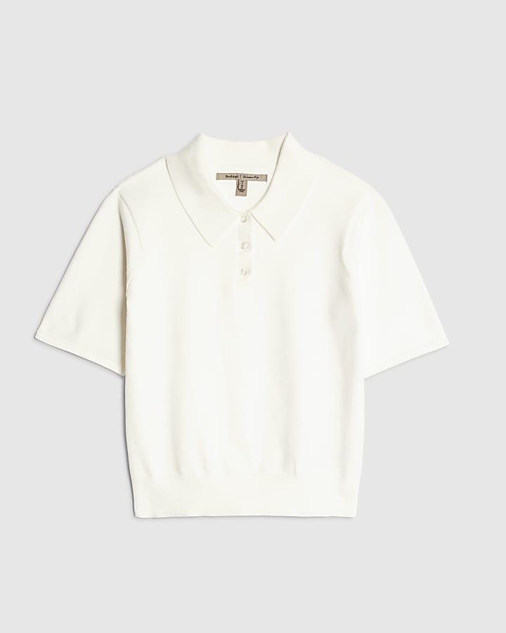 Cream Knit Polo Shirt