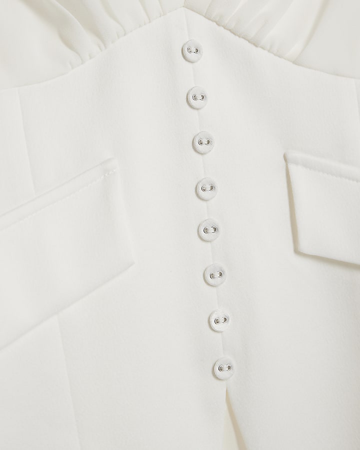 White Corset Detail Blouse