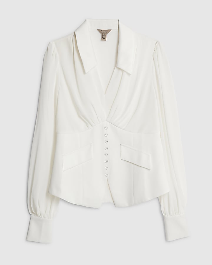 White Corset Detail Blouse