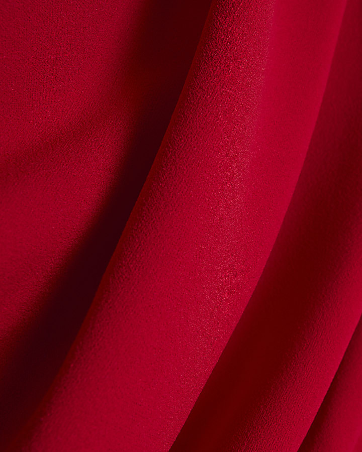 Red One Shoulder Draped Jumpsuit