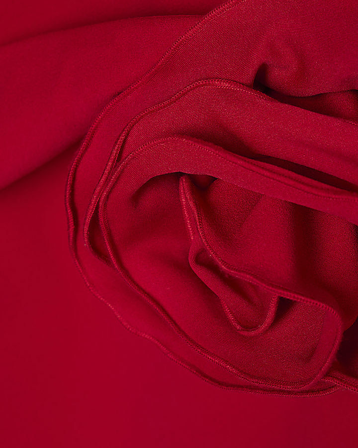 Red Sleeveless Corsage Mini Dress