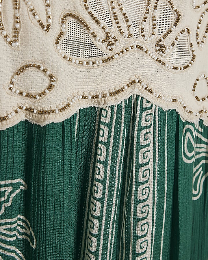 Green Beaded Mini Beach Dress