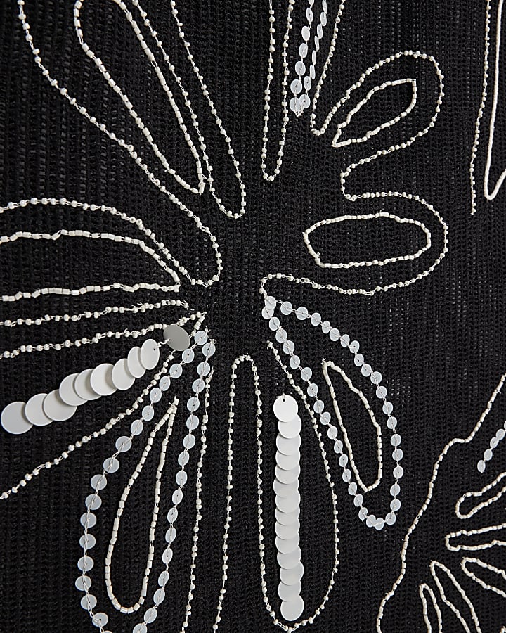 Black Palm Embroidered Sarong