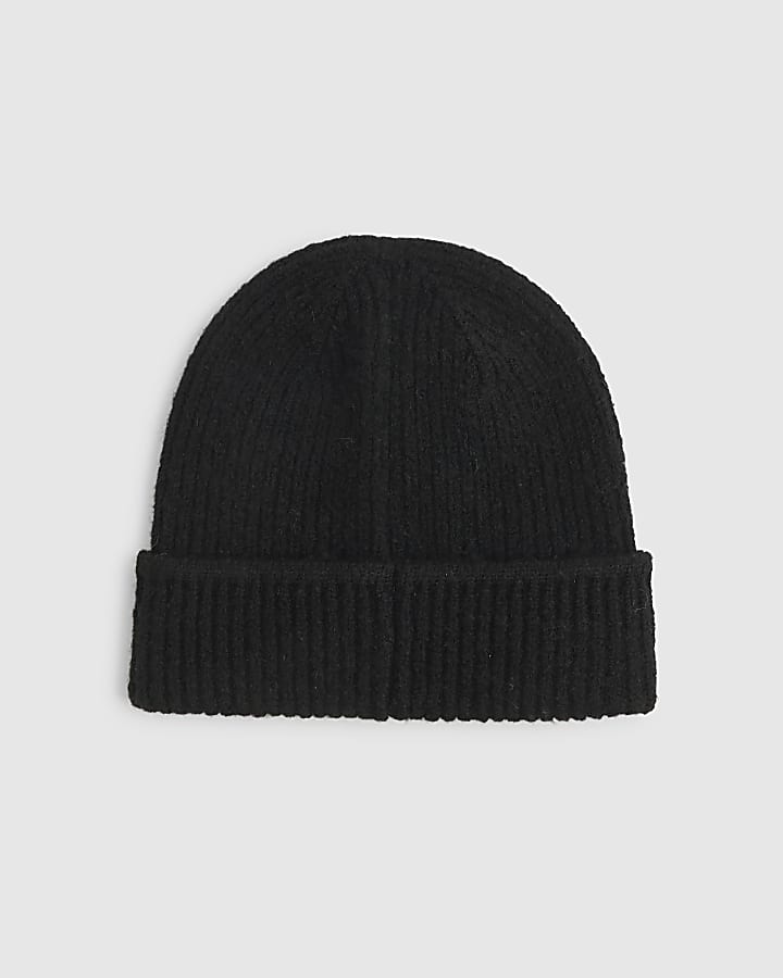 Black Bow Embellished Beanie Hat