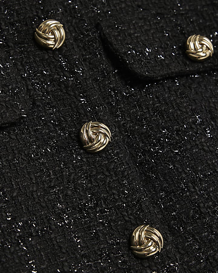 Black Boucle Cropped Hybrid Jacket