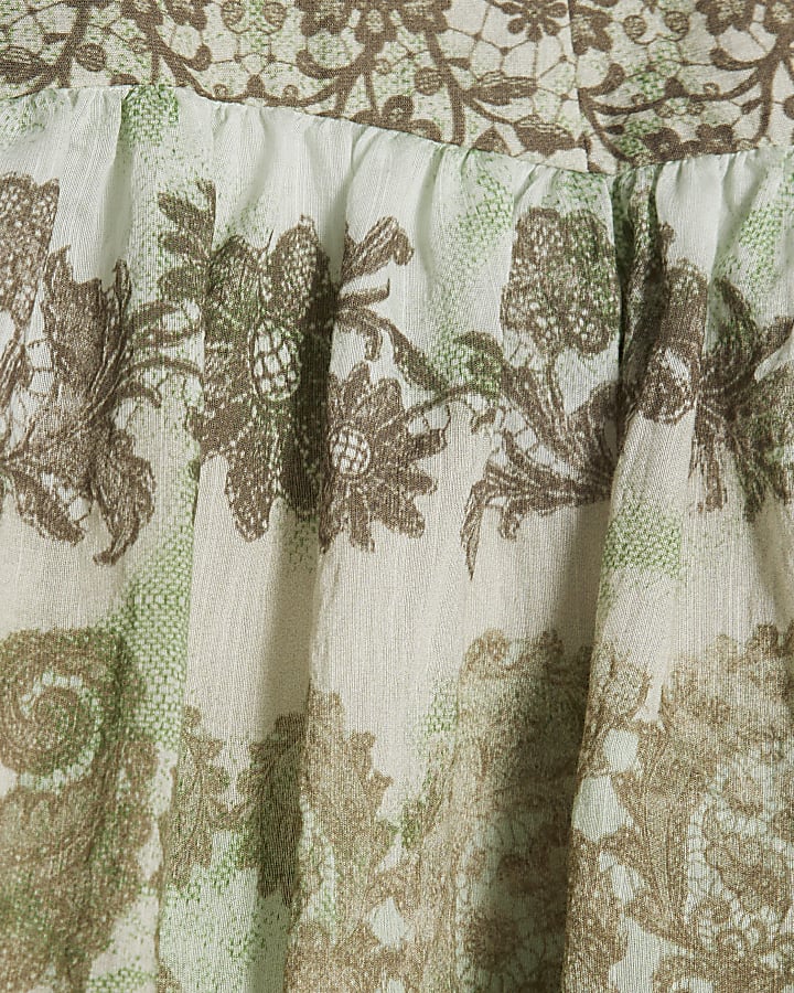 Green Printed Mini Rara Skirt
