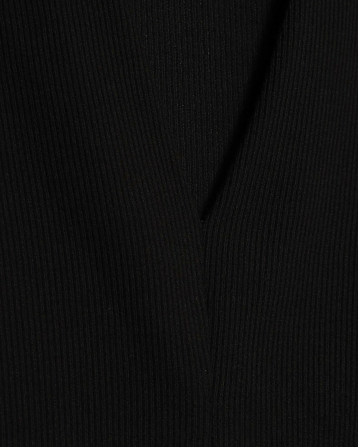 Black Fitted V Neck Top