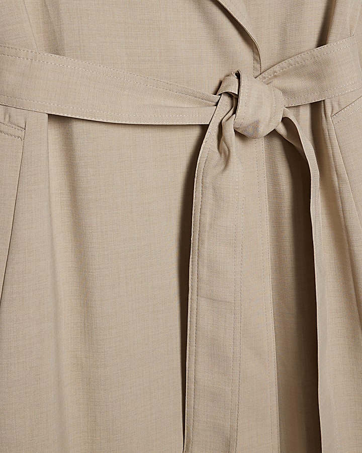 Cream Collared Long Sleeve Trench Coat