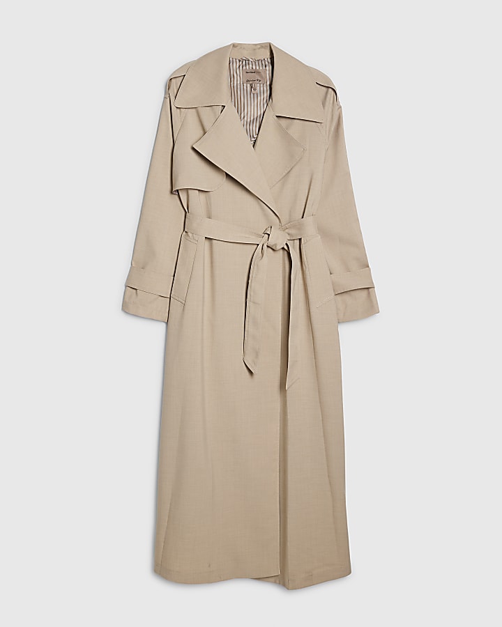 Cream Collared Long Sleeve Trench Coat