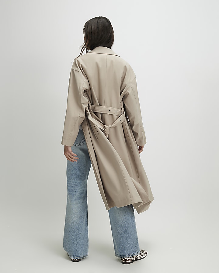 Beige Belted Trench Coat