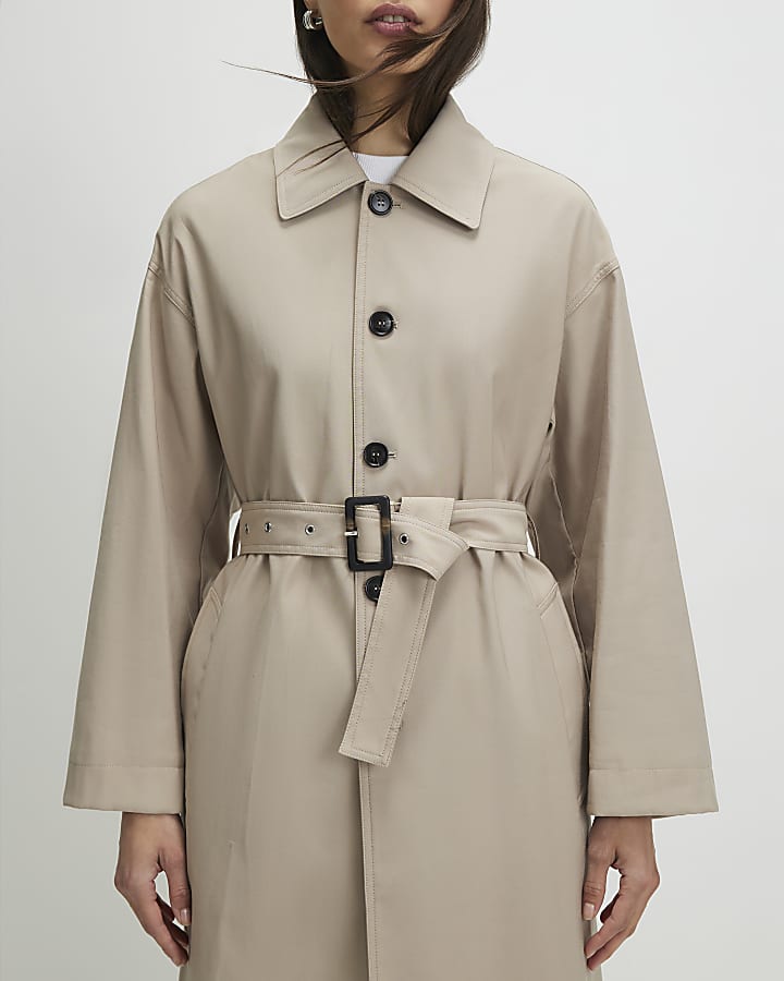 Beige Belted Trench Coat
