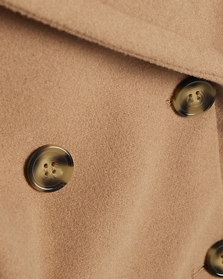 Brown Bubble Hem Double Breasted Jacket