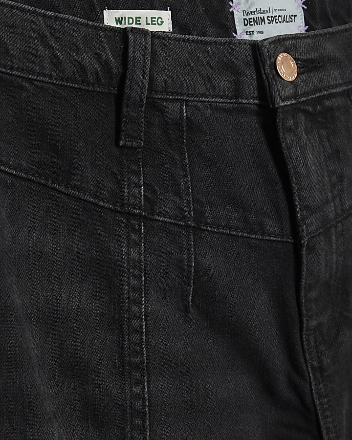 Black Seamed Wide Leg Jeans