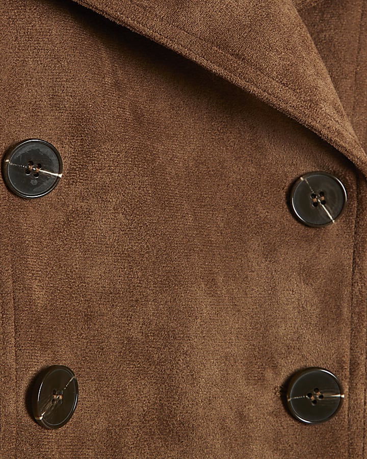 Brown Faux Suede Dropped Bomber Jacket