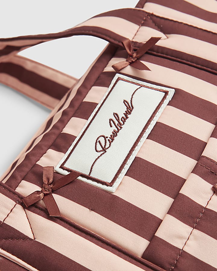 Pink Bow Stripe Holdall Bag
