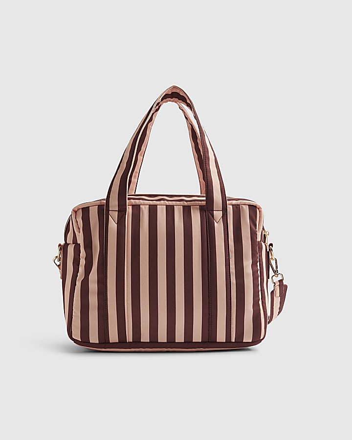 Pink Bow Stripe Holdall Bag