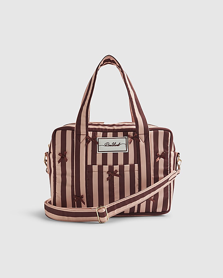 Pink Bow Stripe Holdall Bag