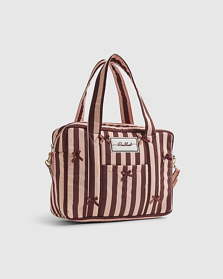 Pink Bow Stripe Holdall Bag