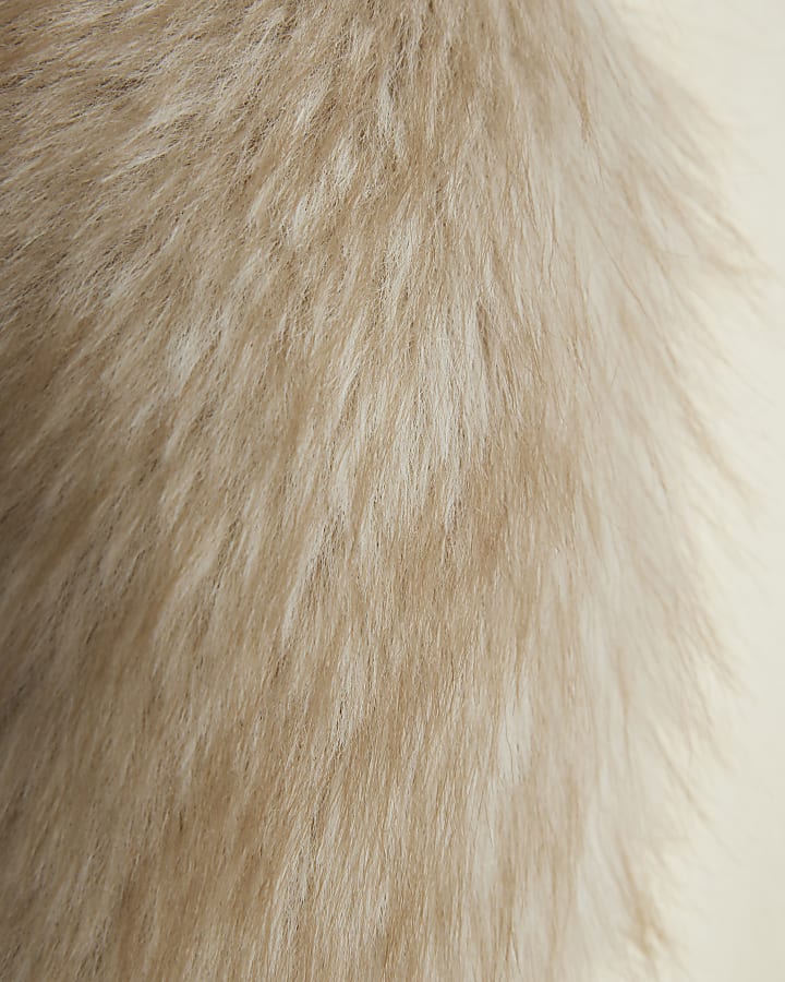 Cream Faux Fur Short Sleeve Top