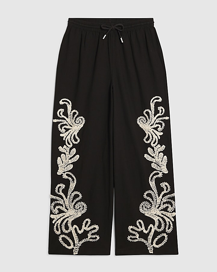 Petite Black Craft Stitch Trousers