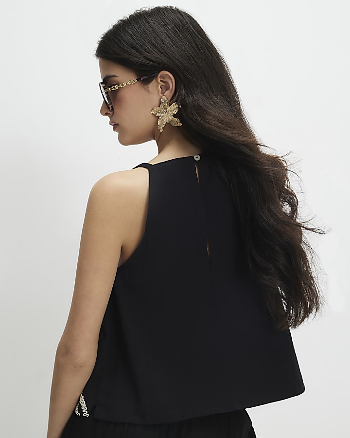 Petite Black Craft Stitch Tank Top